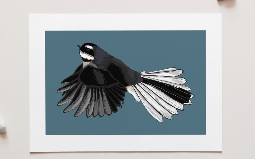 Fantail Art Print – Teal