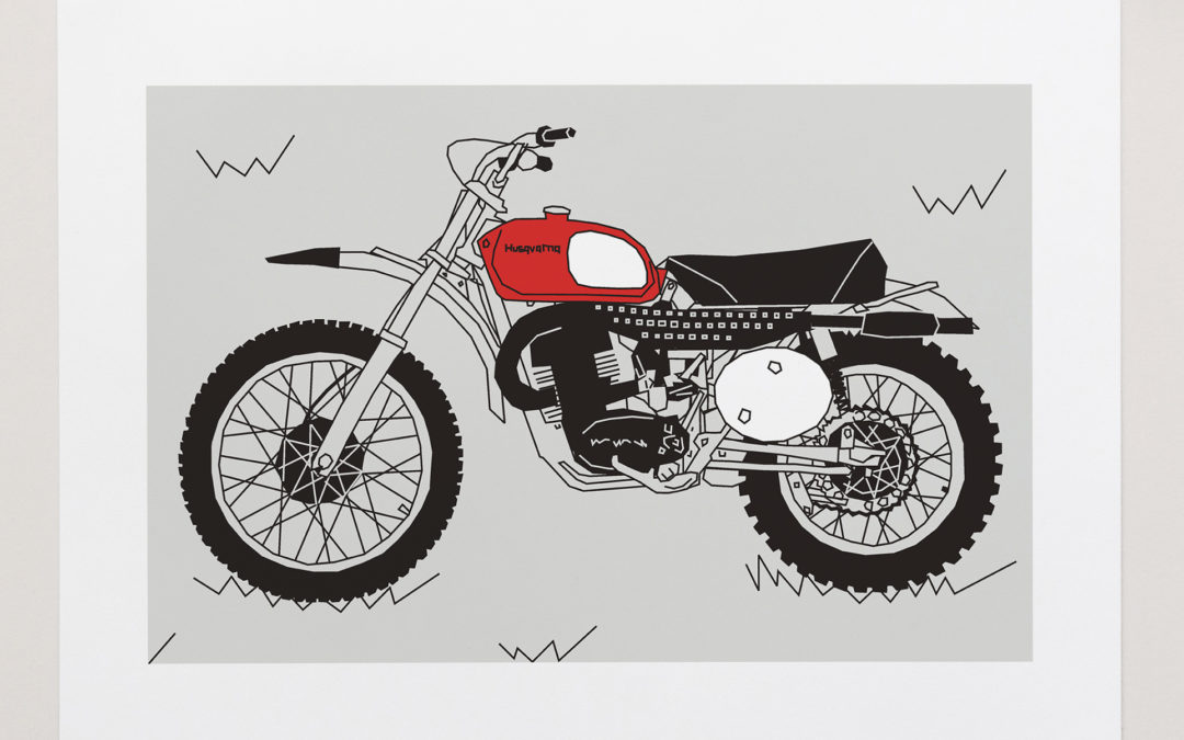 Red Vintage Motocross Motorbike Art Print