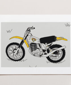 Yellow Grey Vintage Motocross. Maico 400 1973 Classic Motocross bike Art Print for sale