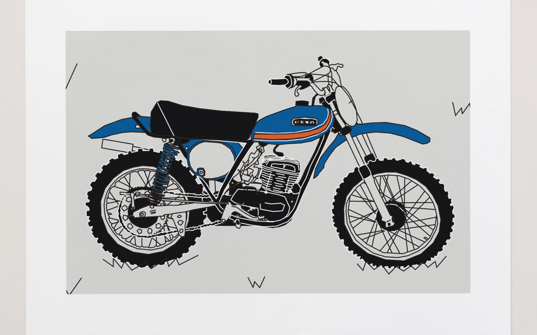 Blue Vintage Motocross Motorbike Art Print