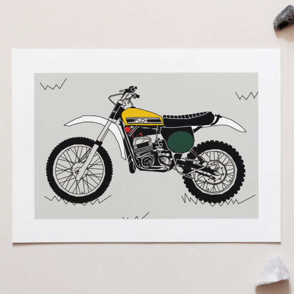 Puch MC250 1975 Classic Motocross bike Art Print for sale