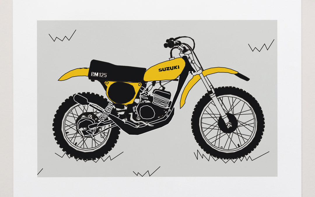Yellow Vintage Motocross Motorbike Art Print