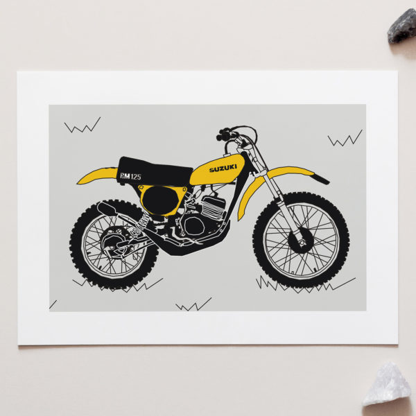 Suzuki 1975 RM175 Classic Motocross bike Art Print for sale