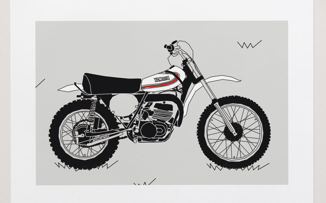White Vintage Motocross Motorbike Art Print