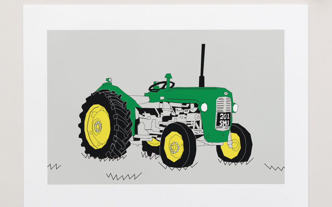 Green Vintage Tractor Art Print