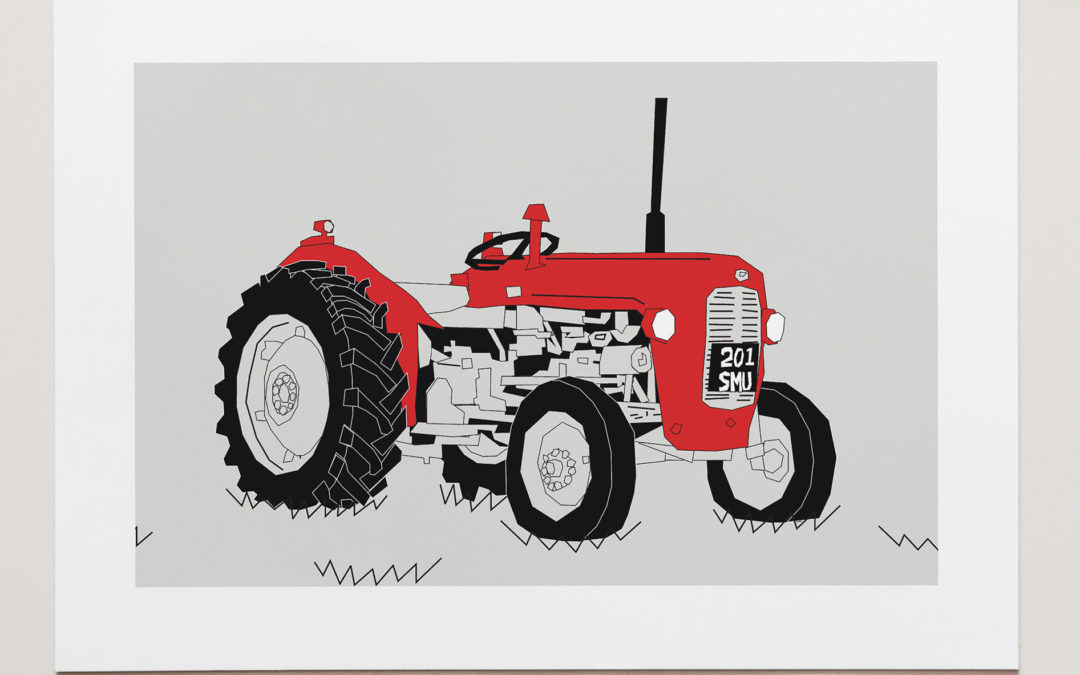 Red Vintage Tractor Art Print