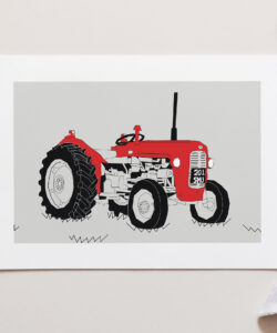 Red Vintage Tractor Art Print for sale