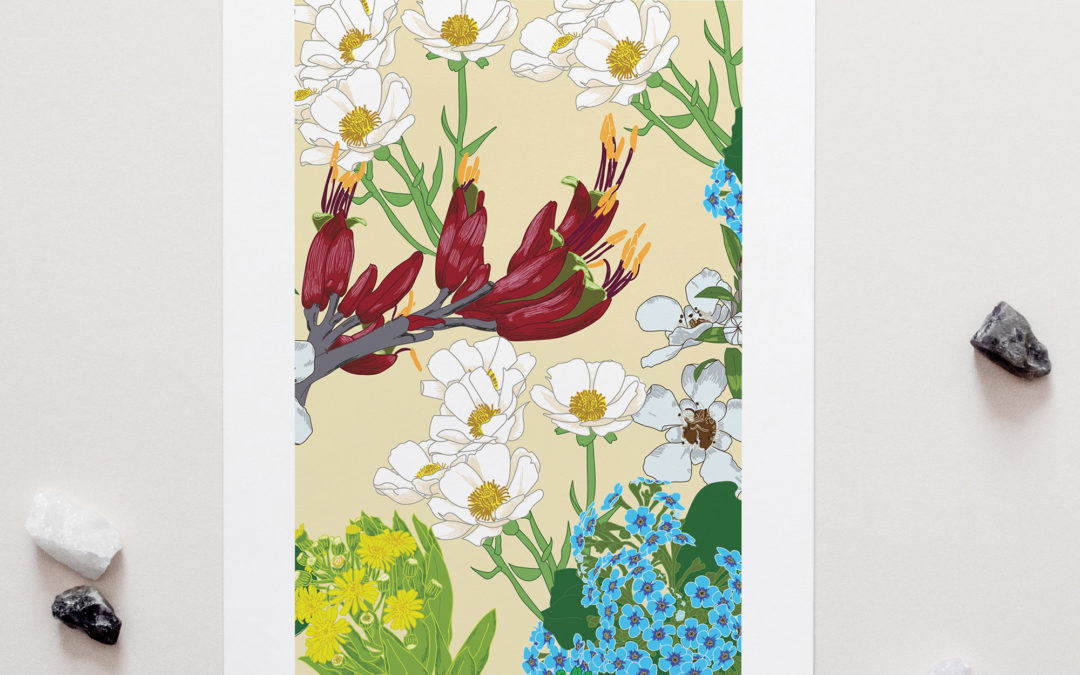 NZ Native Flowers Art Print