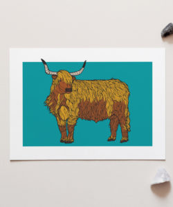 Highland Cow Art Print for sale