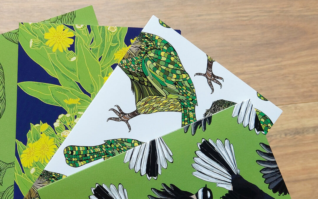 Native Birds and Flowers Greeting Cards