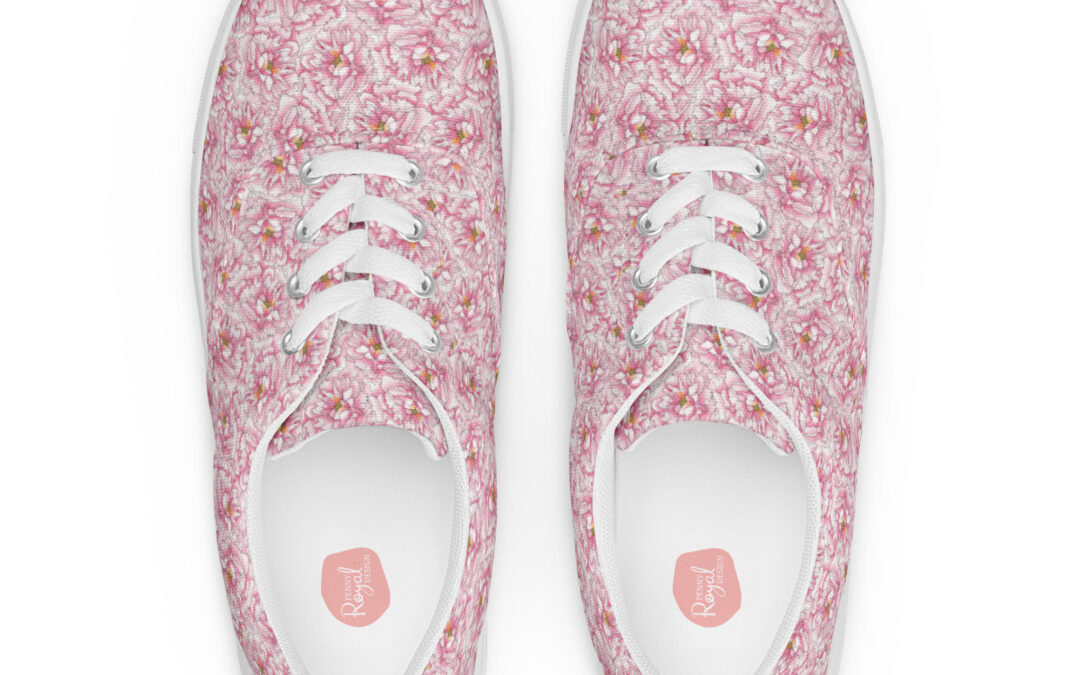 Pink Peonies lace-up shoes