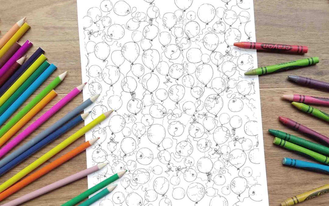 Sky full of balloons Coloring Page – Digital Download