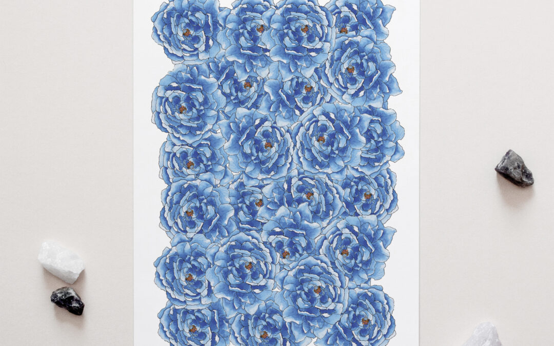Blue Peonies Art Print