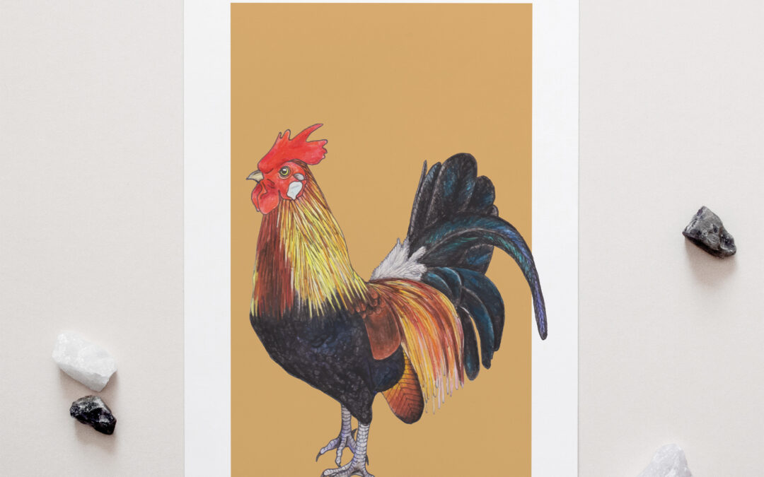 Rooster Art Print – Tan