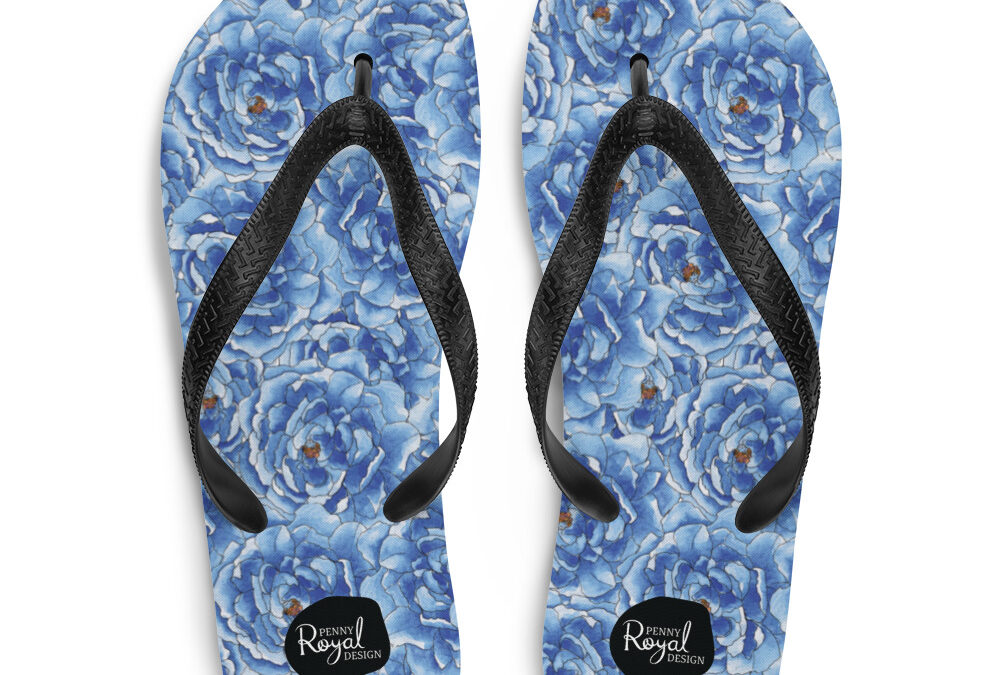 Blue Peonies Jandals / Flip-Flops
