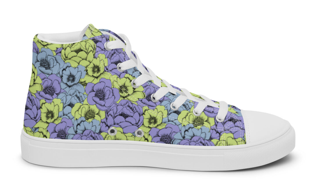 Pastel Peonies high top shoes – Women’s