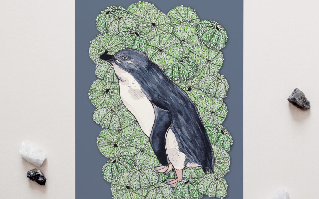 Blue Penguin + Kina Art Print
