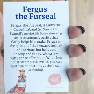 Fergus the Furseal, animal character, art print, penny royal design, shop, animals, greeting card