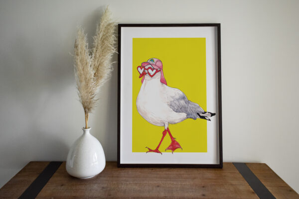stevie the seagull, animal character, art print, penny royal design, shop, animals, greeting card