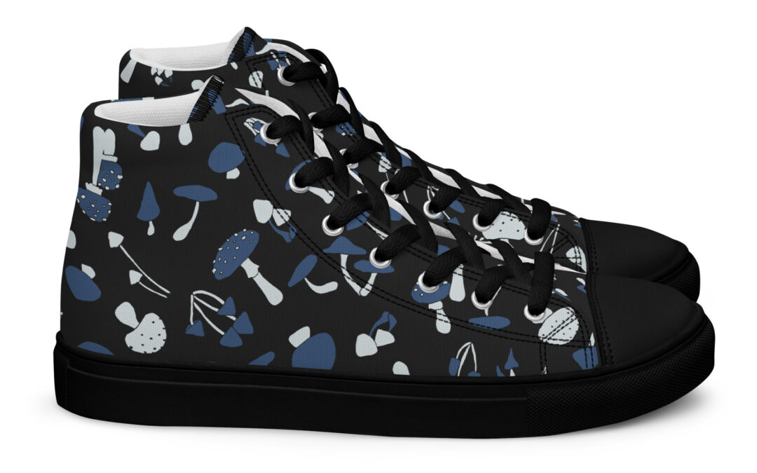 Blue Fungi Women’s high top canvas shoes