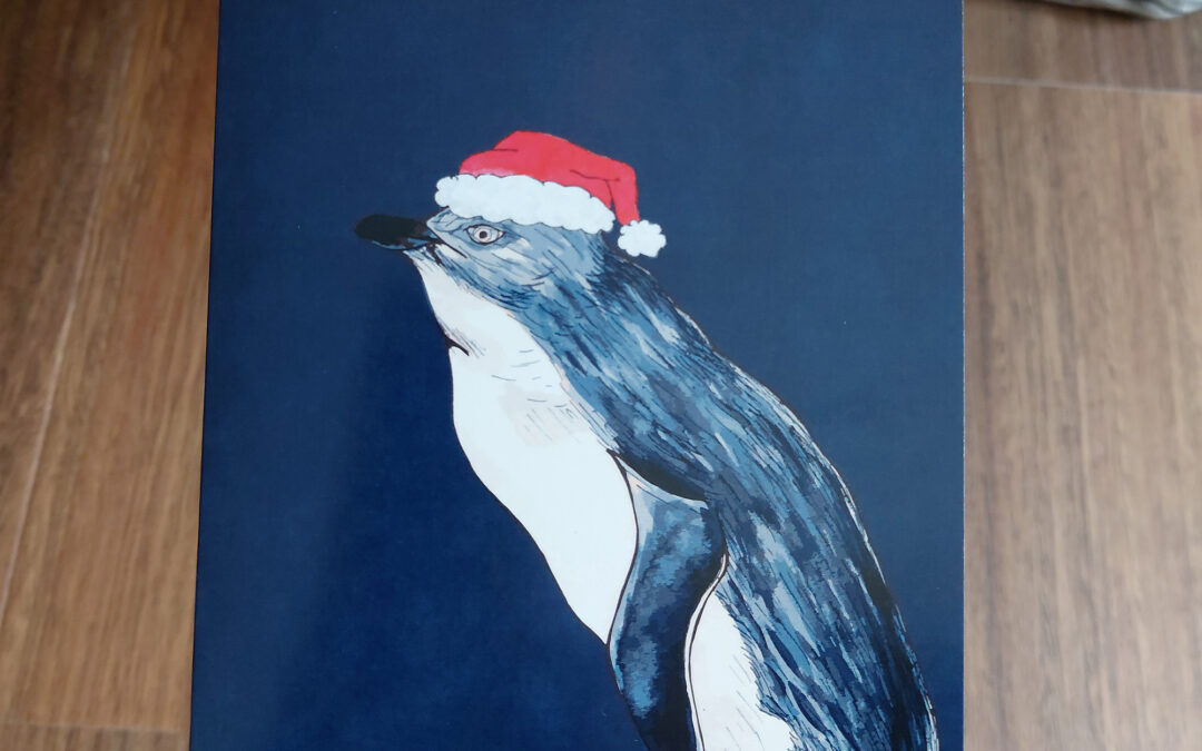 Little Santa Penguin Greeting Card