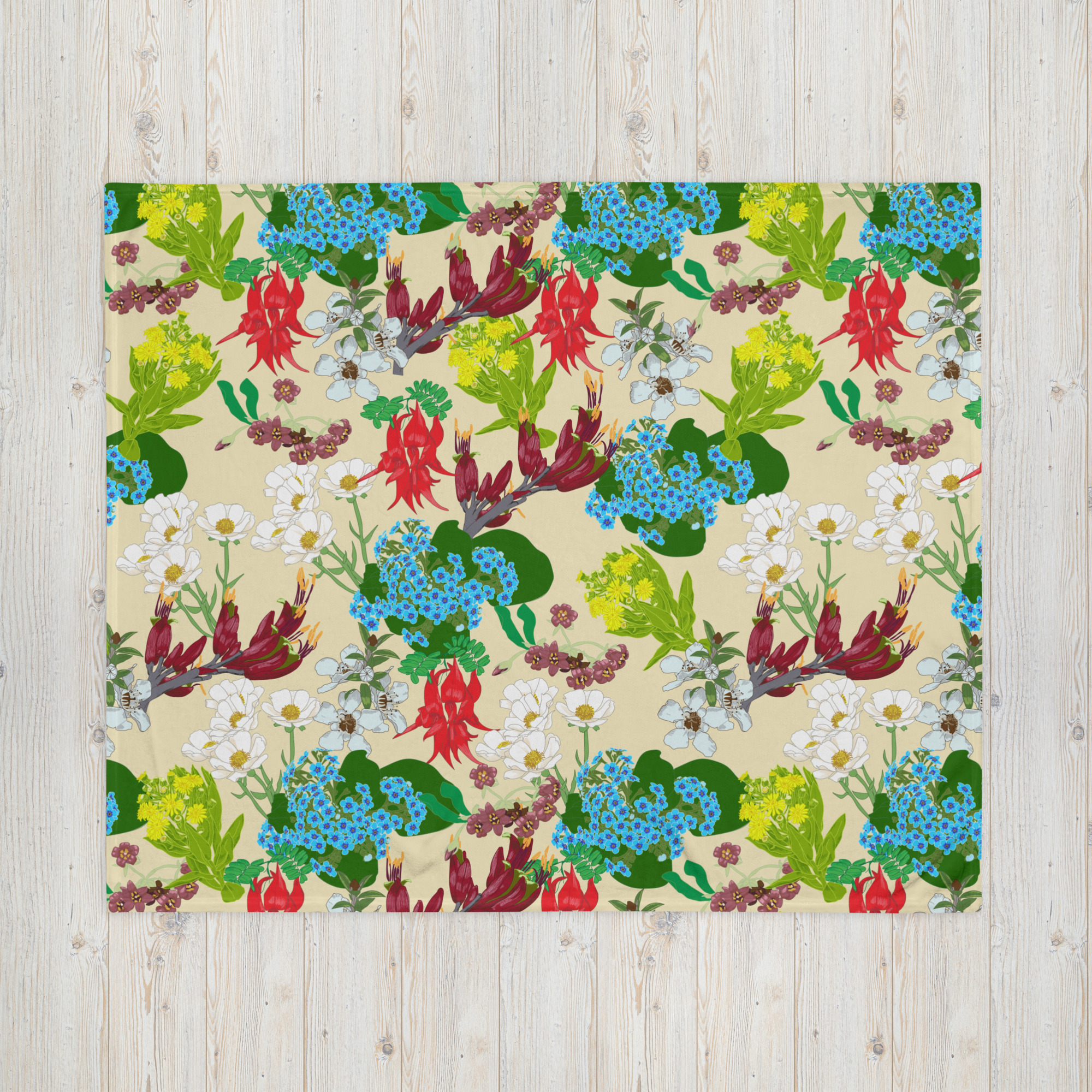 NZ Native Flowers Throw Blanket - Image 2