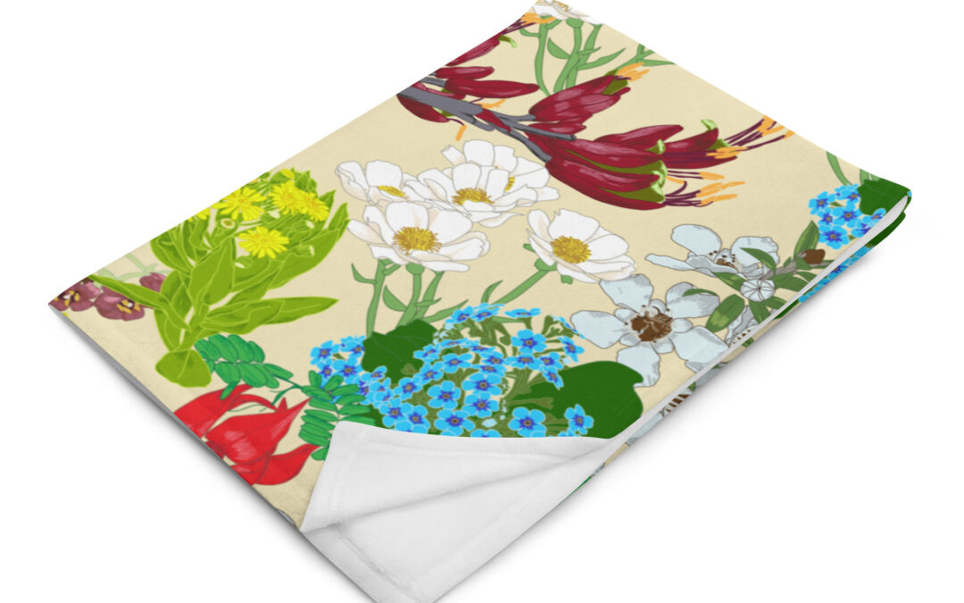 NZ Native Flowers Throw Blanket