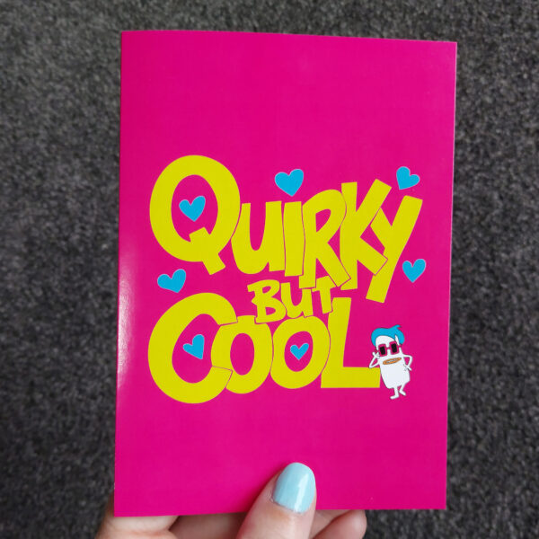 greeting cards, penny royal design, quirky but cool, pink, fun, humorous, character, handdrawn