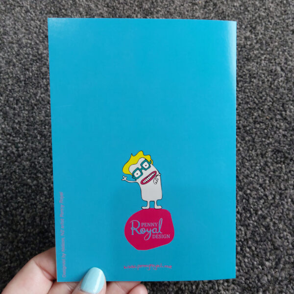 greeting cards, penny royal design, awkward but adorable, blue, fun, humorous, character, handdrawn