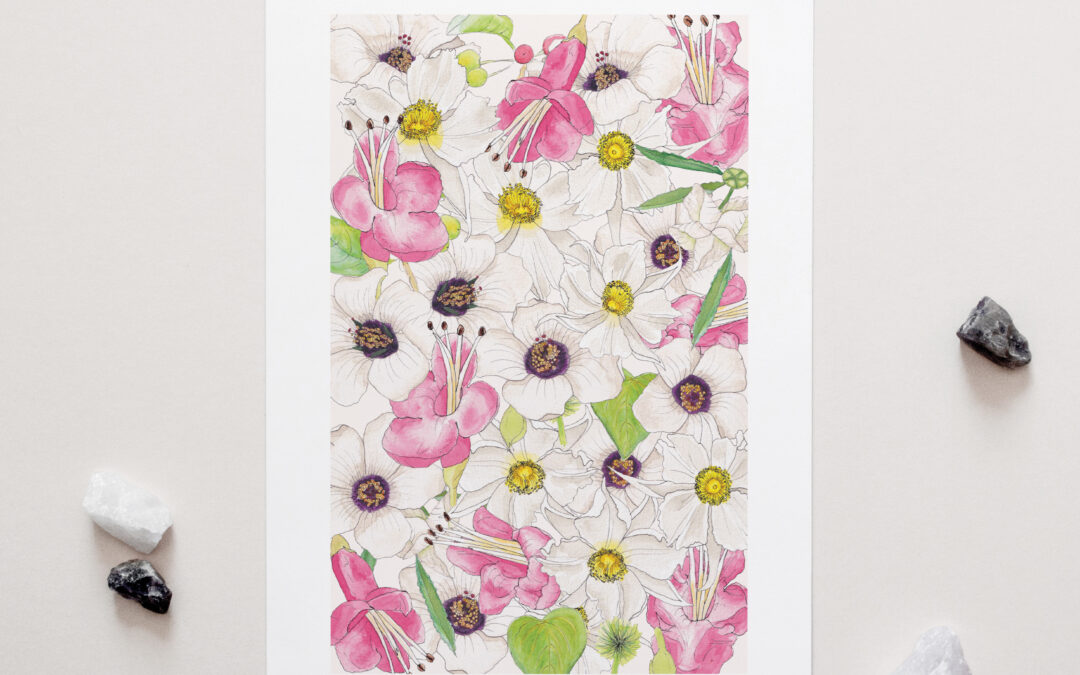 Uncommon NZ Native Flowers Art Print